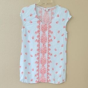 CAbi Blue Red Serene Boho Tunic Blouse - Size Small